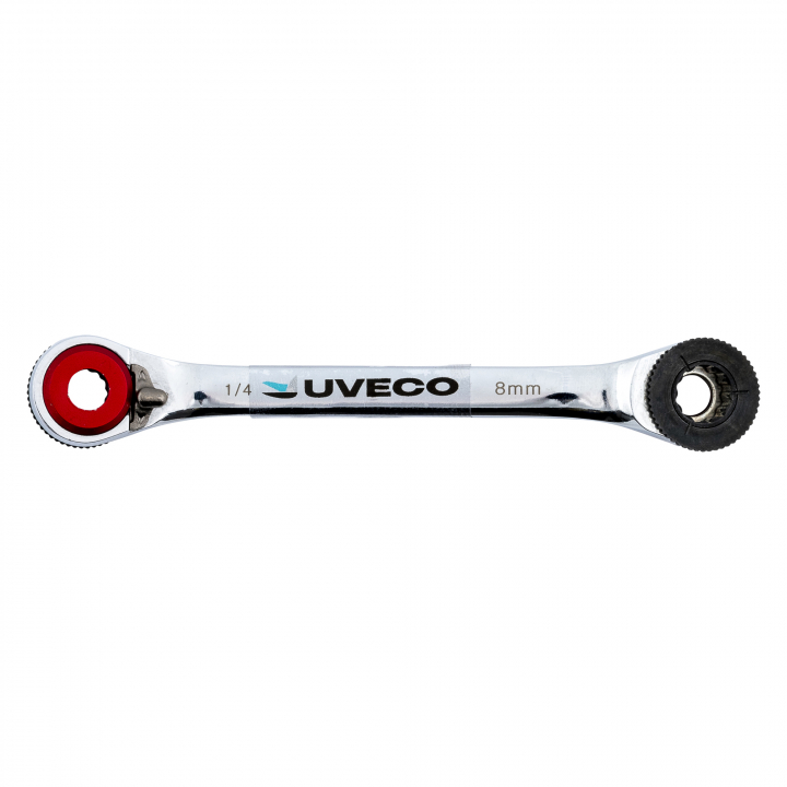 Kaksoisräikkäväännin 1/4" x 8mm ryhmässä Muut tuotteet / Hylsytyökalut – Avaimet – Meisselit / Avaimet, muut @ Uveco AB (141701)