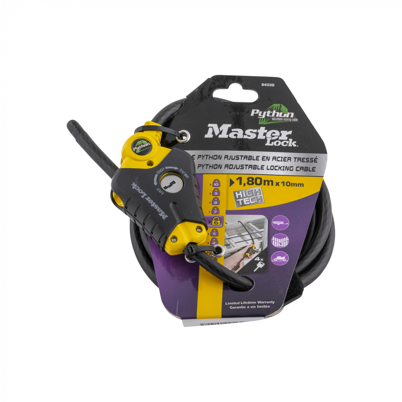 Vaijerilukko Master Lock Python 10 mm x 1,8 m